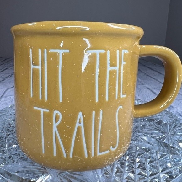 Rae Dunn Other - Rae Dunn coffee cup Hit the Trails Hiking enthusiast great gift yellow new